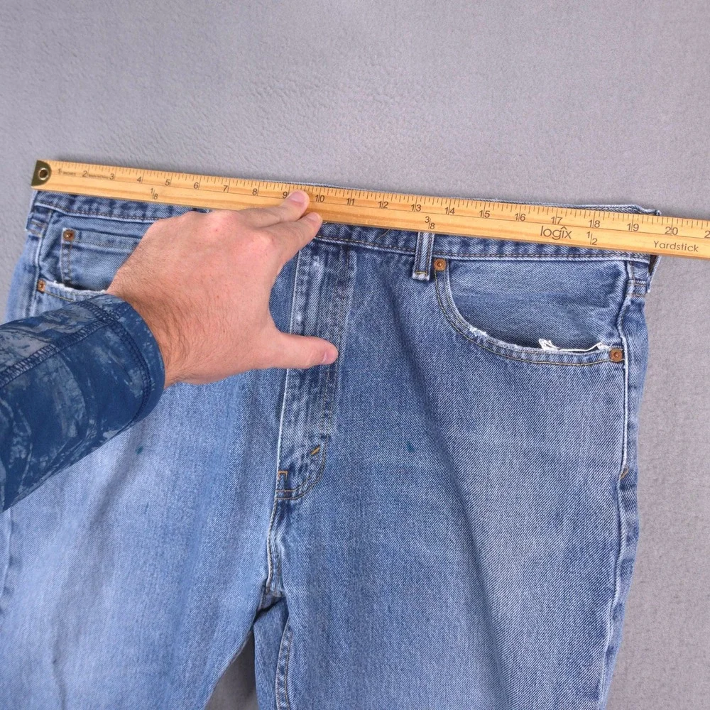 Levi's 505 Regular Fit Jeans Blue Denim 40x30 Straight Leg Workwear Casual